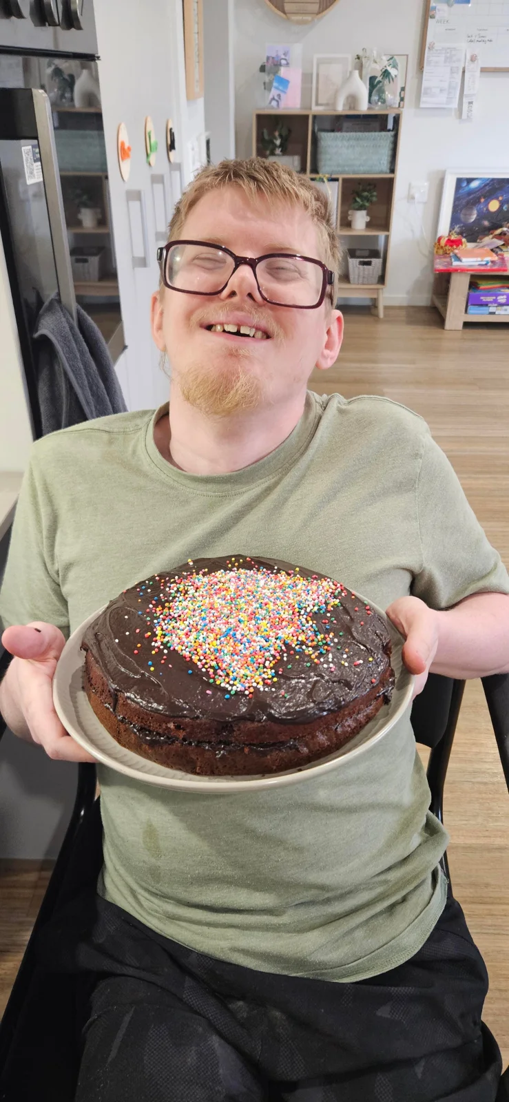 James with the cake he made for Omar