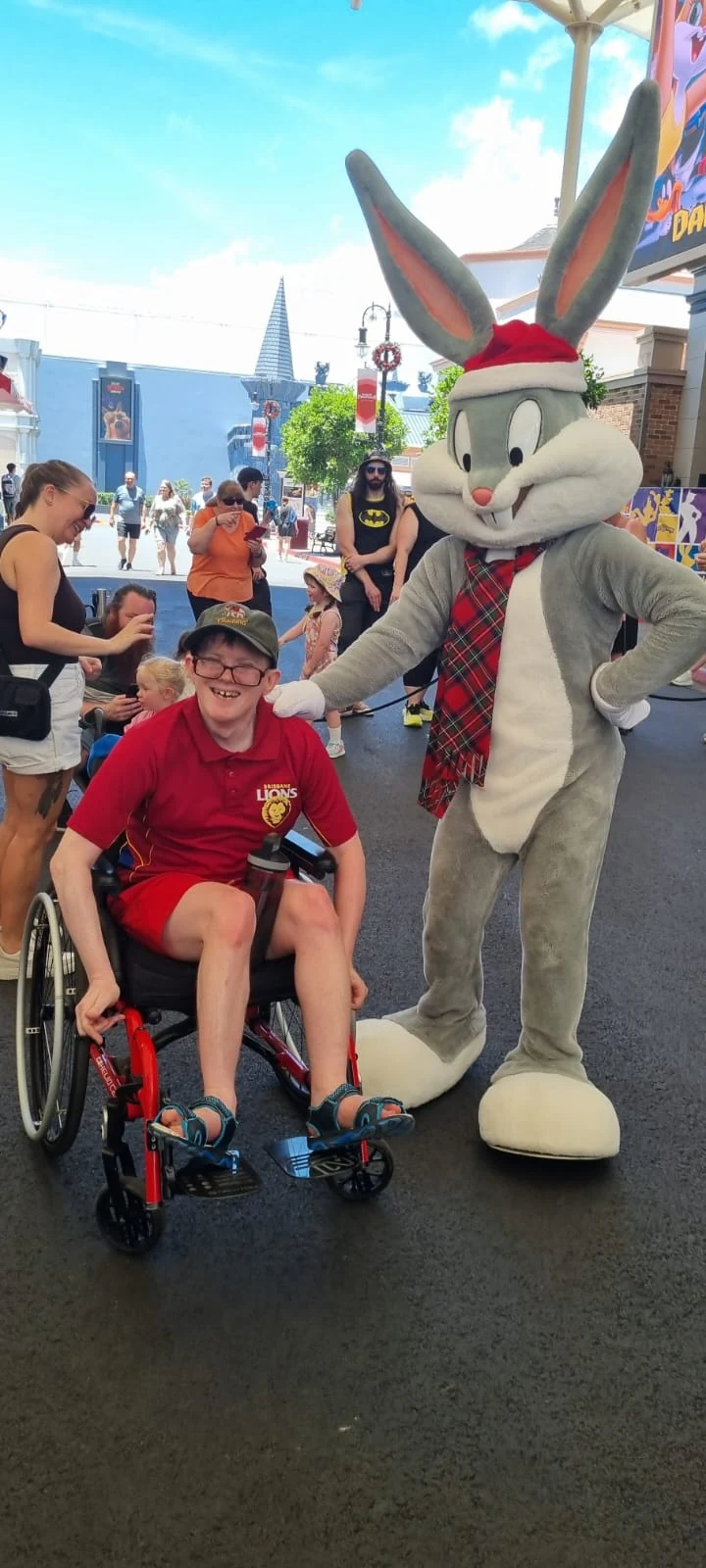 James meeting Bugs Bunny on an outing