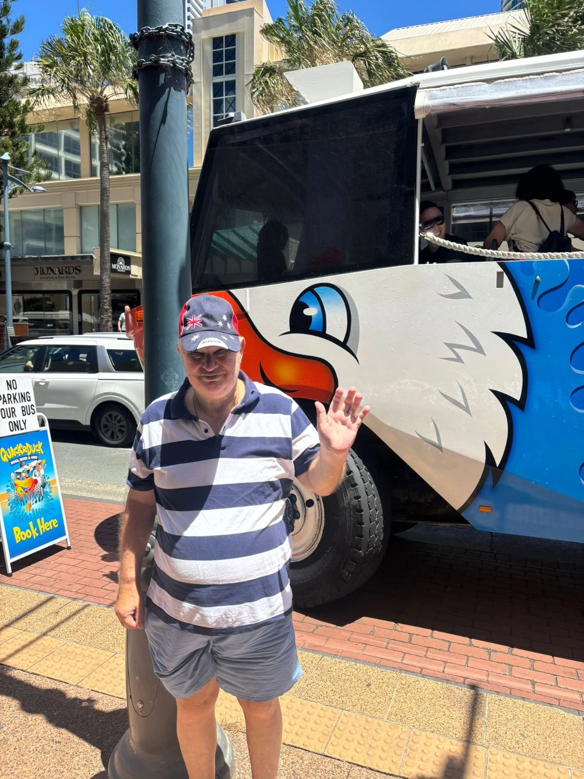 Michael beside the Aquaduck tour vehicle