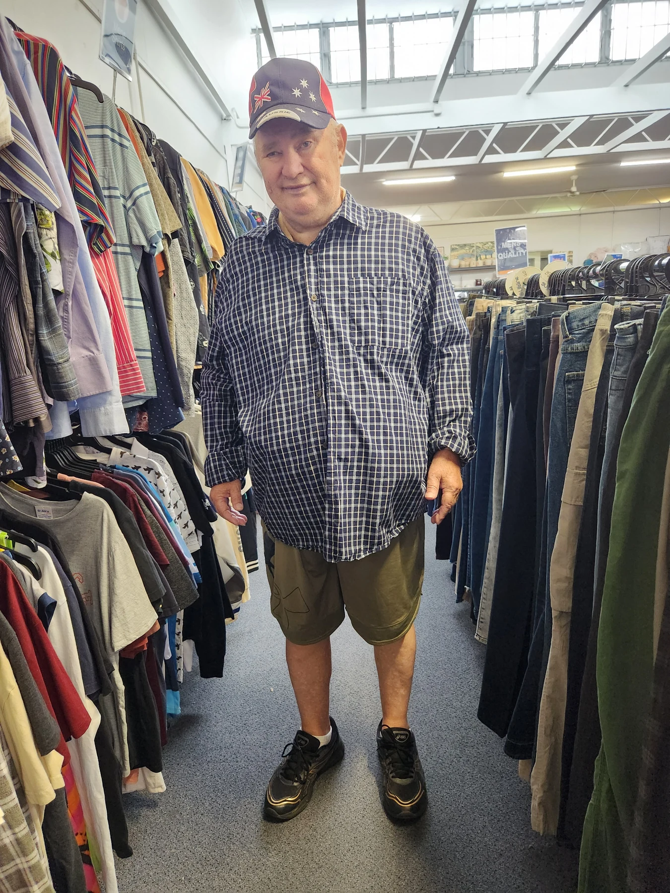 Michael choosing a new outfit