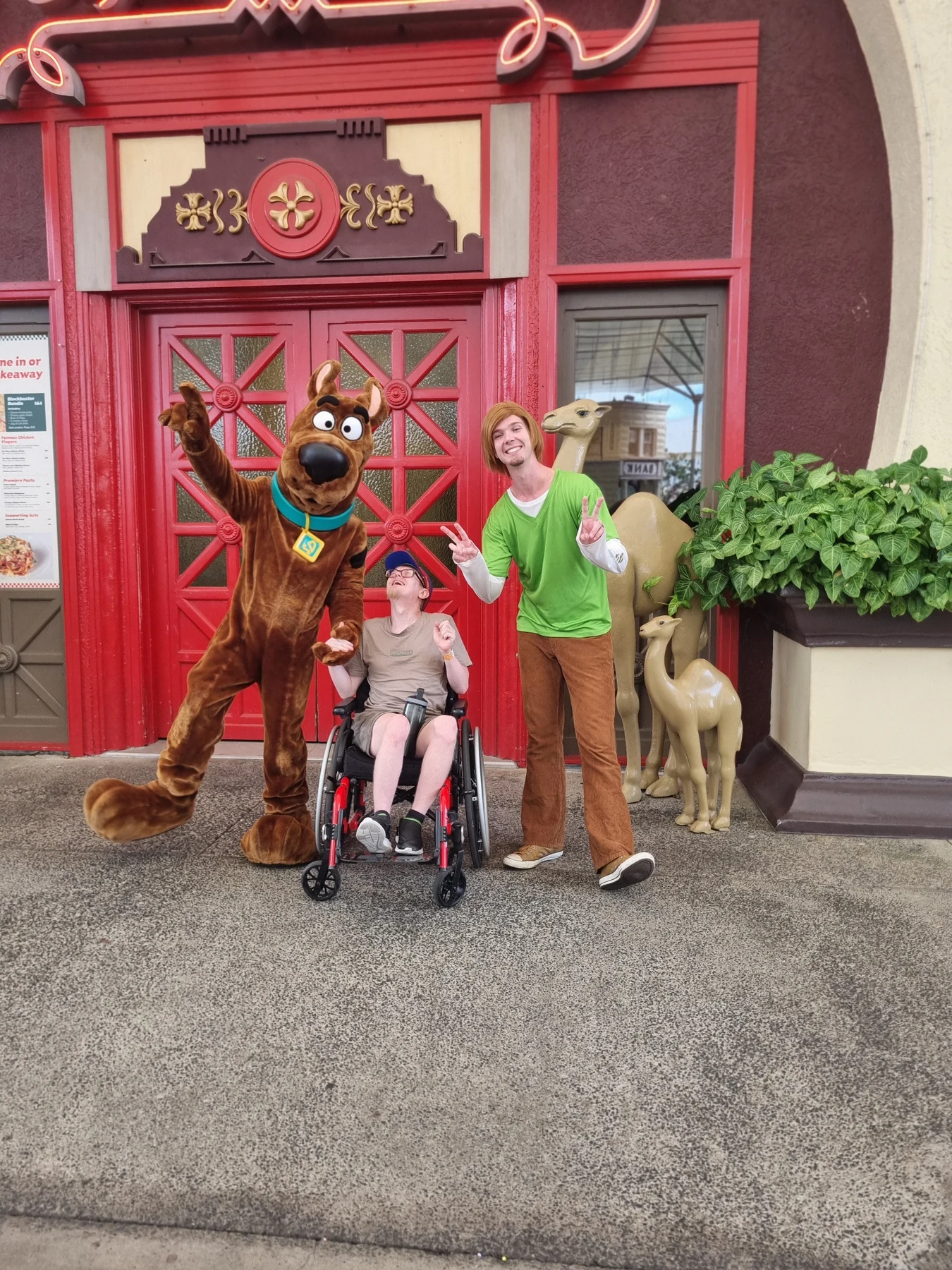 James meeting Scooby-Doo at Movie World