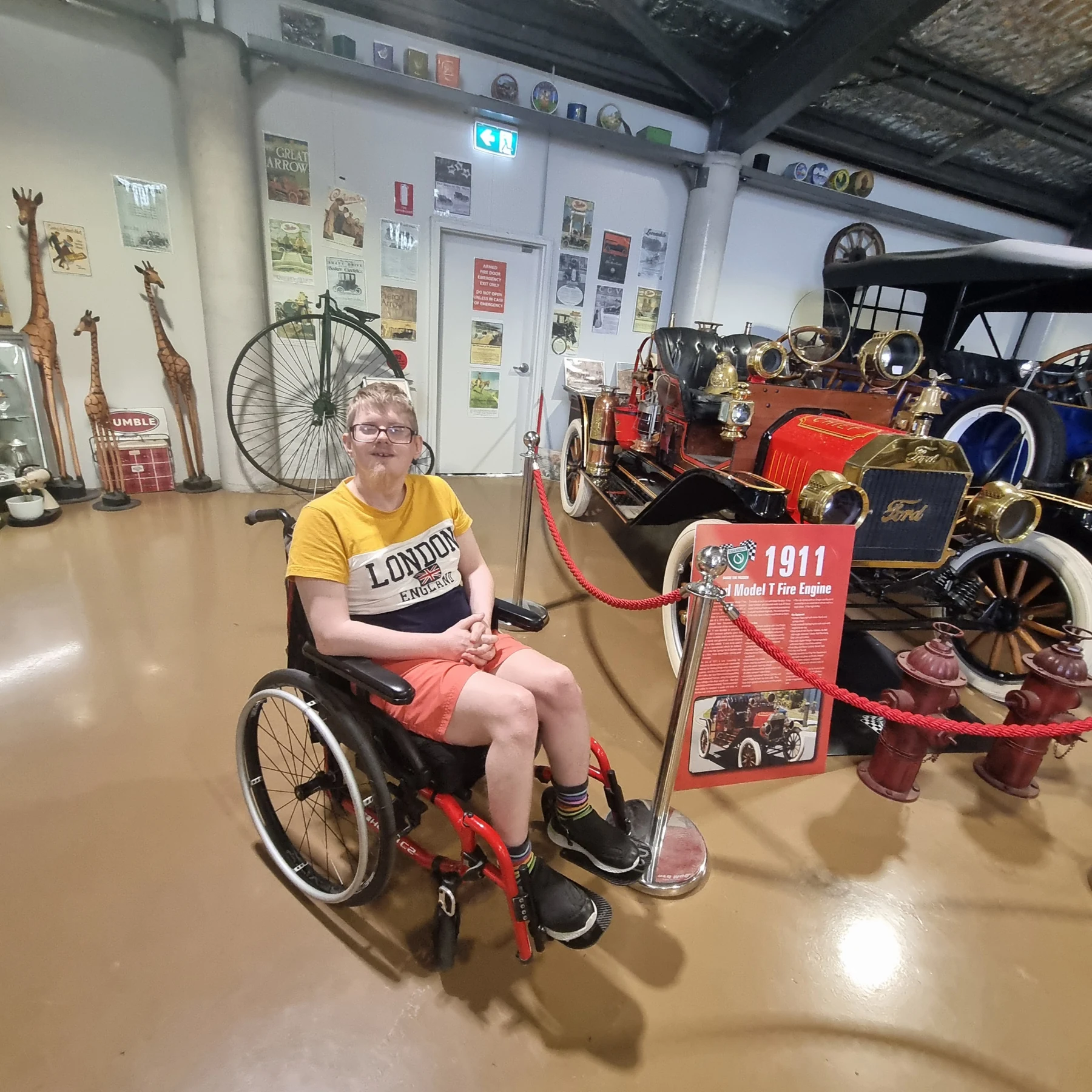 James exploring the Motor Museum