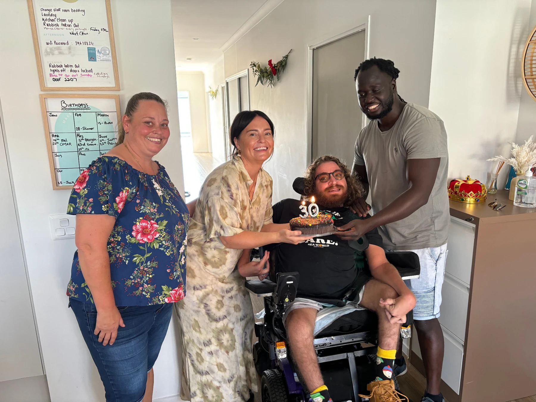 A birthday celebration with friends and support workers
