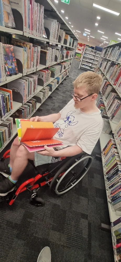 James at the library
